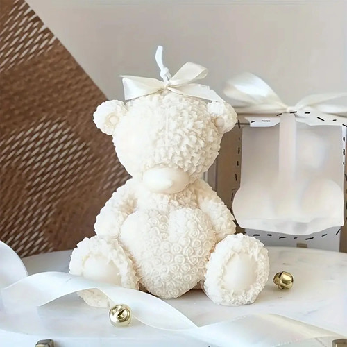 Hug heart bear silicone mold - heart,