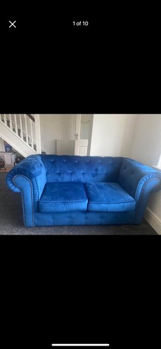 Royal blue velvet chesterfield - royal,