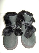 UGG GITA BLACK SUEDE FUR POM