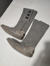⭐UGG Boots Grey Classic Cardy Knit UK 7.5 / 40 EU Shoe Winter Warm✅ Footwear VGC
