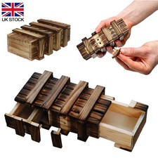 Secret Puzzle Wooden Box Adult Money Card Holder Secret Compartment Gift Box New