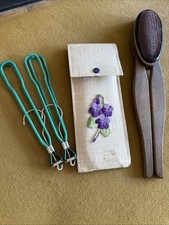 Vintage Folding/Travel Coat Hangers/Integrated Clothes Brush