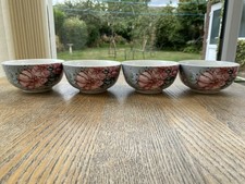 VINTAGE WATERSIDE FINE CHINA CEREAL,SOUP BOWLS x 4 FLOWERS & BUTTERFLYS PATTERN