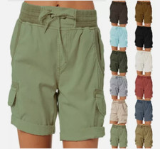 Womens High Waist Cargo Shorts