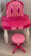 Pink Kids Vanity Table –Toy Mirror, Stool & 15+ Accessories
