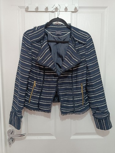 Navy boucle tweed fringe - m&s,