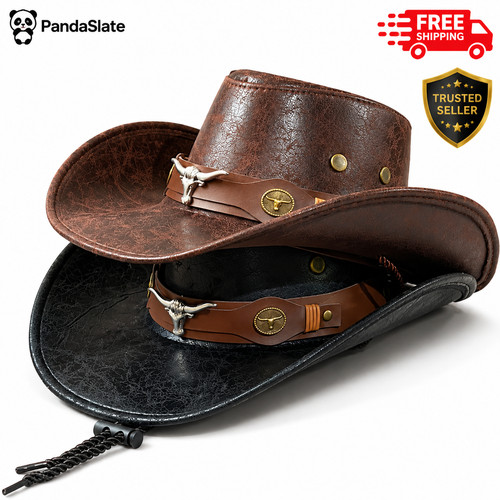 Faux leather cowboy hat - faux,