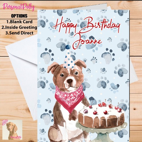 Personalised staffie card - personalised,
