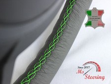 FITS DODGE RAM SRT-10 04-06 GREY LEATHER STEERING WHEEL COVER | GREEN STITCHING