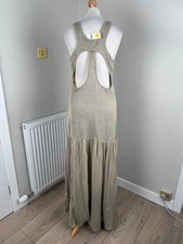 Anthropologie M Gold Peep Back Chainmail Gold Long Dress
