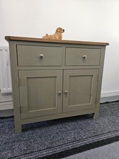 Slim Line Wooden Sideboard Cabinet  Cupboard  Furniture Painted Light Olive Matt