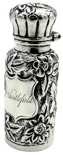 Antique silver perfume flask - silver,