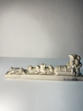 VTG HANDCRAFTED PEARLITE MARBLECRAFT Carving Figure Eskimo Sled Dog Cargo CANADA