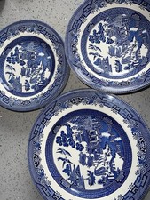 Original Charchhill Willow Pattern .12 Piece Dinner Set.someSigns of Wear