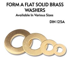 FORM A WASHERS FLAT SOLID BRASS DIN 125A M2 M2.5 M3 M4 M5 M6 M8 M10 M12 M16