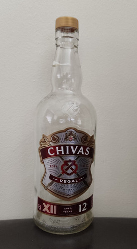 Empty chivas litre - litre, whisky