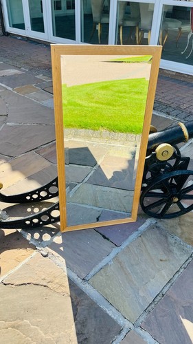 Bevelled pine wood wall mirror - wood,