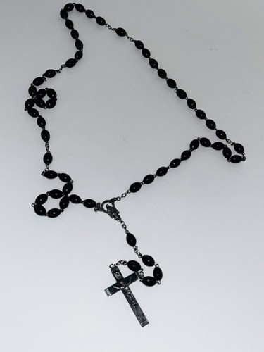 Italian black rosary - italian, beads