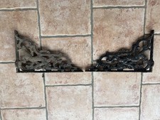 Pair of Large Ornate Vintage Cast Iron Shelf Cistern Brackets 15 3/4" x 10"