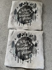 2 Christmas Cushion Covers Glitter Thread