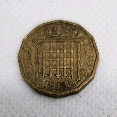1966 coin threepenny piece - coin,