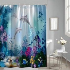 72x72 Inch Underwater Sea Animal Beach Shower Curtain for Bathroom Bathtub Decor