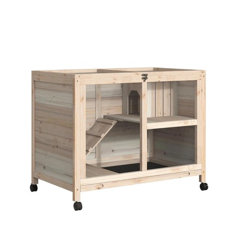 Pawhut wood rabbit hutch bunny - pawhut,
