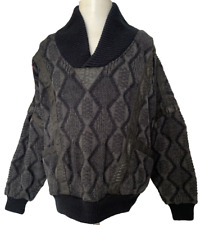 Vintage Frontline Knit Jumper Leather Trimmed Lined Black Sweater Mens - XXL