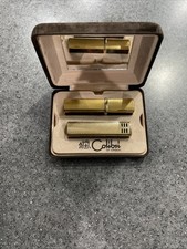 Colibri 2pc Lighter & Perfume Spray Set Gold Plated & Rosewood Coloured Panels