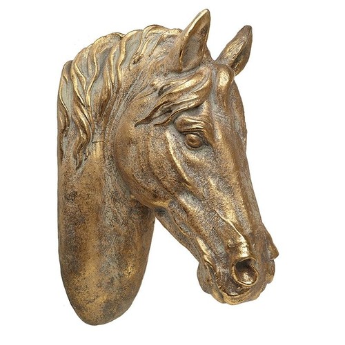 Golden resin horse head - horse,