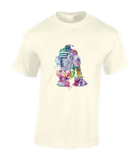 WATERCOLOUR R2D2 MENS T SHIRT FUNNY STAR TROOPER JEDI STORM WARS FASHION TOP