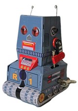 Vintage Style 3.5" Tin Tank Robot Clockwork Tinplate Windup MS371 MS 371 Toy