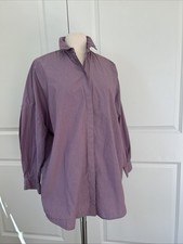 $280 SESSUN France size M Fuji Cotton Poplin Shirt Purple Microstripe Oversized