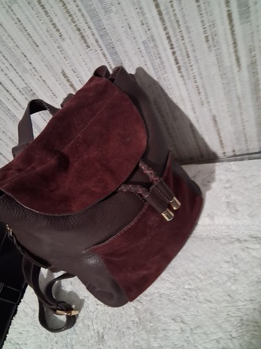 Brown leather backpack - leather,