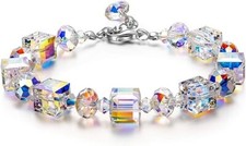 Gorgeous AURORA BOREALIS CRYSTAL BRACELET with extender chain new Fast UK post