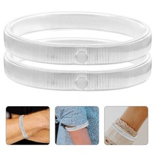 2 Pcs White Shirt Arm Bands Elastic Armband Sleeve Holders Ladies Miss Man
