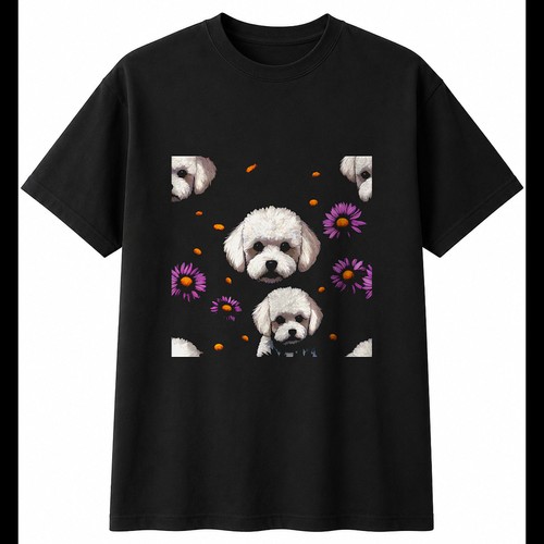 Bichon frise with flowers - with,