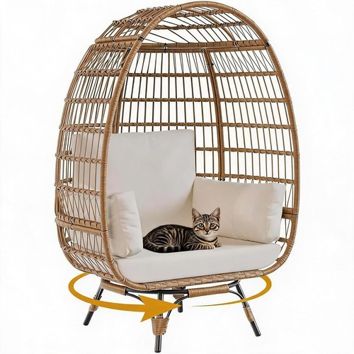 Large rattan swivel egg - large,