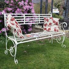 Antique White  Wrought Iron Three-Seater Garden Bench