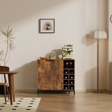 2 Door Cabinets Wine Cabinet Storage Cabinet 2 in1 Rustic Oak Solid Wood Storage