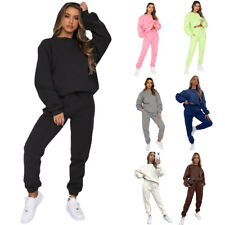 Womens Ladies Fleece Lined Jumper Sweatshirt Joggers Lounge Wear Tracksuit Set//