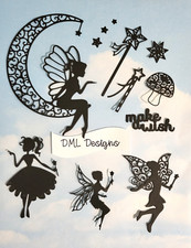 Die Cut cuts fairy mix fairy wand wish luck x 10 black fairy jar topper