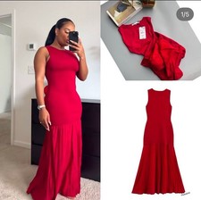 ZARA Red Combined Knit Midi
