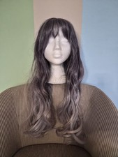 Synthetic Long Fashion Wig Silver Grey Purple Ombre