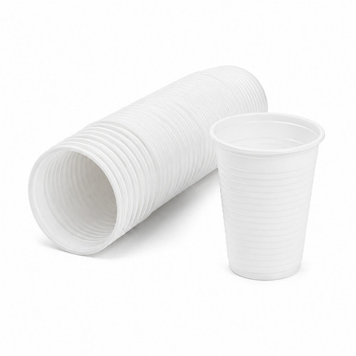 100 white plastic party cups - white,