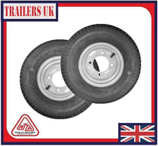A pair 400x8 inch 4.80 / 4.00 x 8 trailer wheels with 115mm PCD - Erde / Daxara