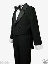 Tuxedo Tail Black White Kids Children Formal Party Toddler Boys All Sizes New 