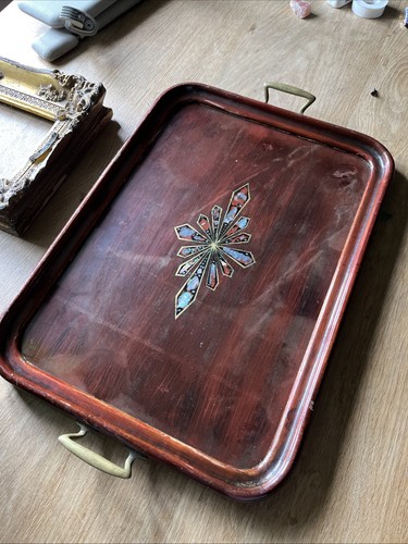 Antique tray with brass - tray,