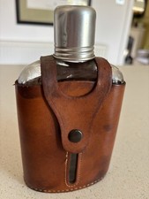 Vintage large glass hip flask - glass,