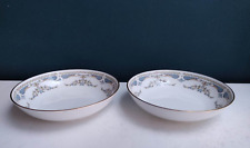 Set of 2 Royal Vale Blue Floral Design Gold Rimmed Breakfast Cereal Bowls